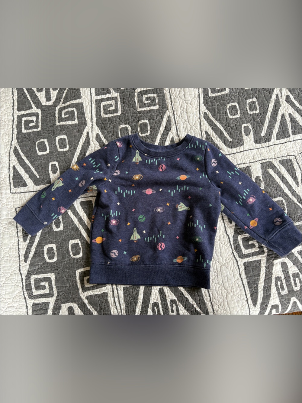 Cat & Jack Navy Space Print Long Sleeve Top